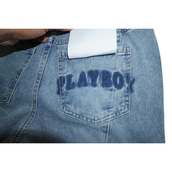 Vintage Playboy Wide Leg Denim Jeans Women’s Size 5 Light Wash Y2K Streetwear - Picture 6 of 6